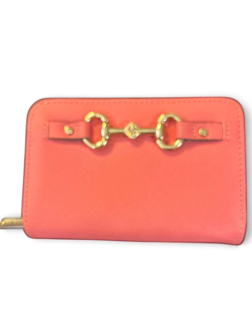 Anne Klein Coral Saffiano Vegan Leather Horsebit Wallet